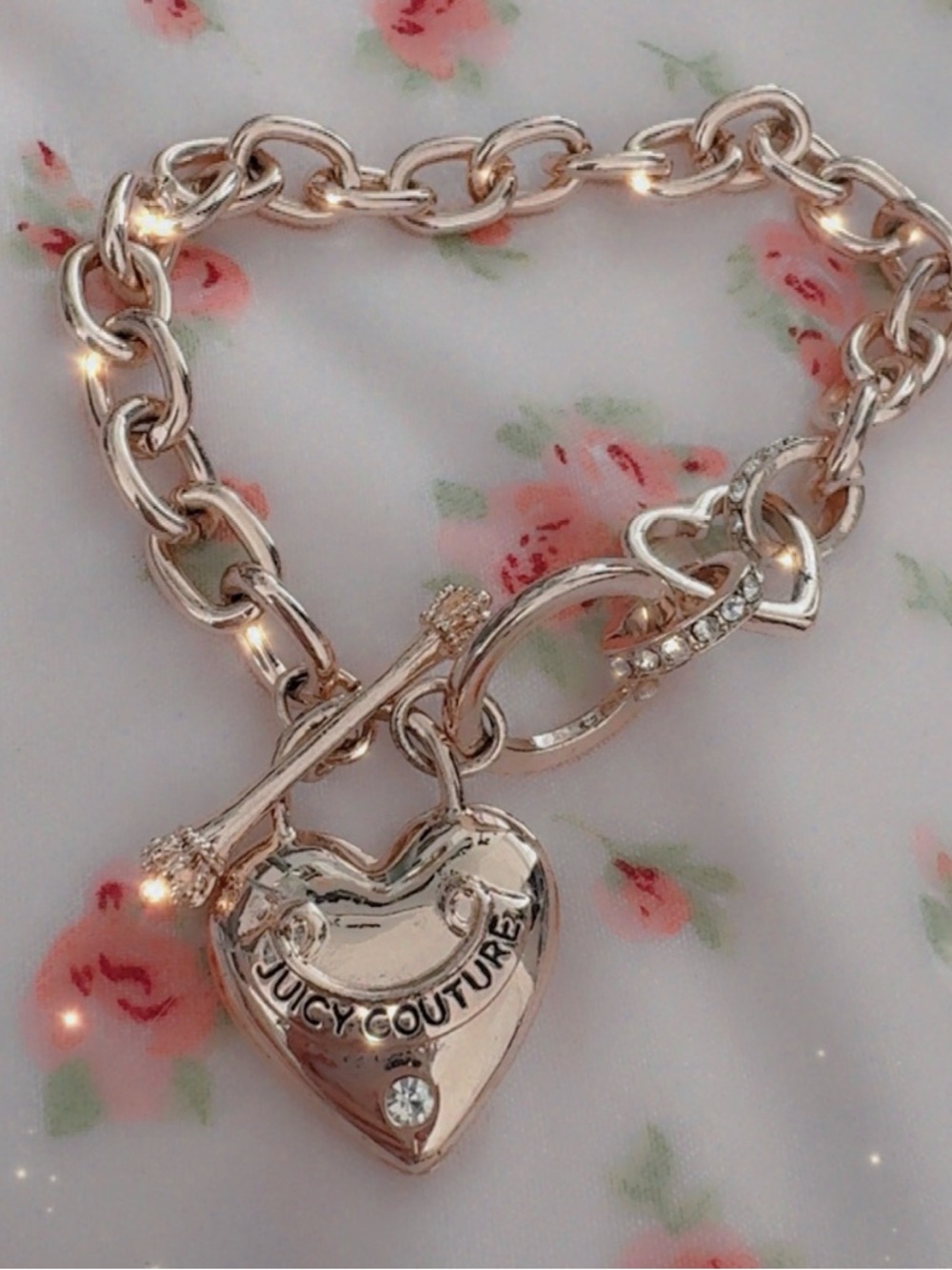 Juicy Couture Rose Gold Heart Charm Toggle Bracelet!